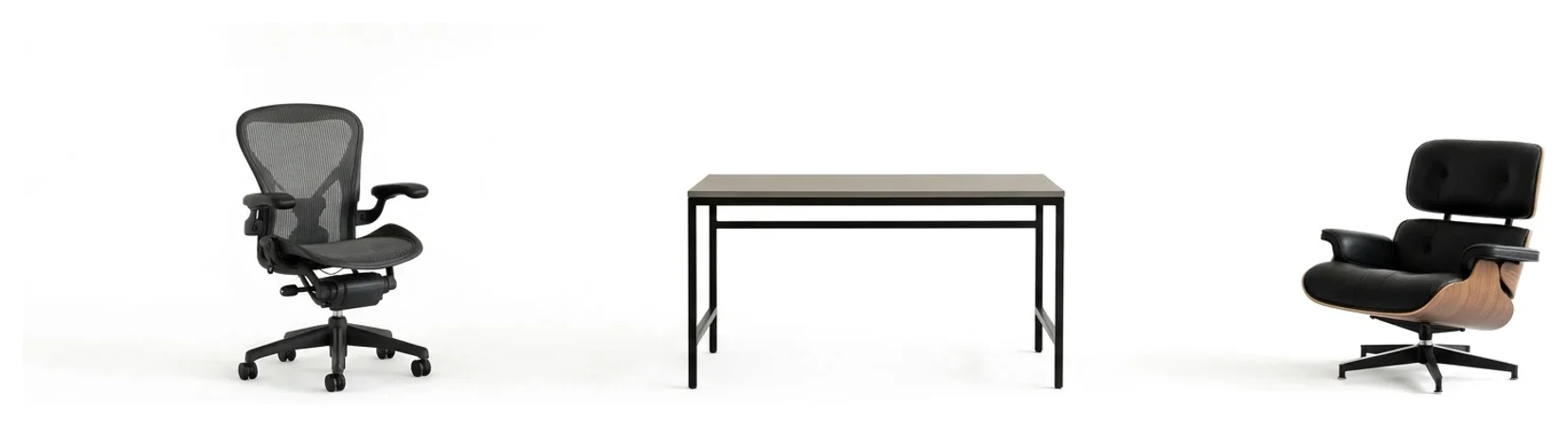 Office chair, desk and lounge chair